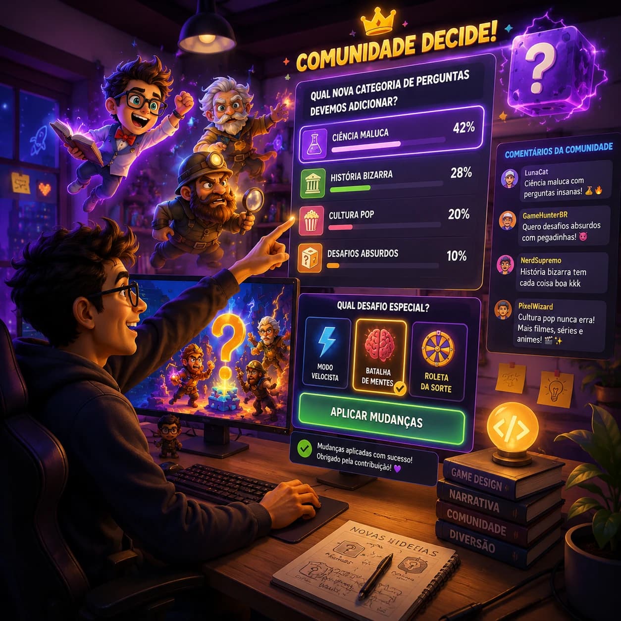 Setup gamer usado para testes antecipados de jogos indie